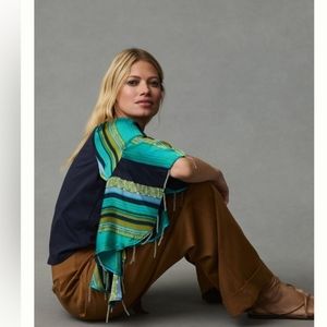 Anthropologie Tiny Beaded Bell Sleeve Top